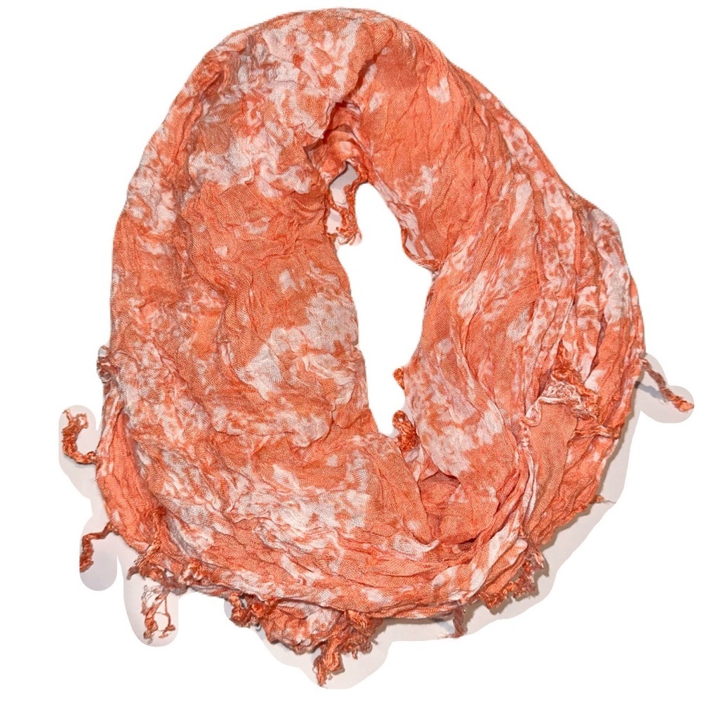 Orange tassel infinity scarf